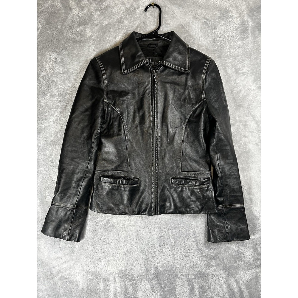 Liz Phillips Collection Genuine Women XS Leather Jacket Biker Tough Look Style
